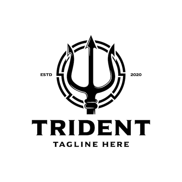 Vector vintage trident spear of poseidon logo