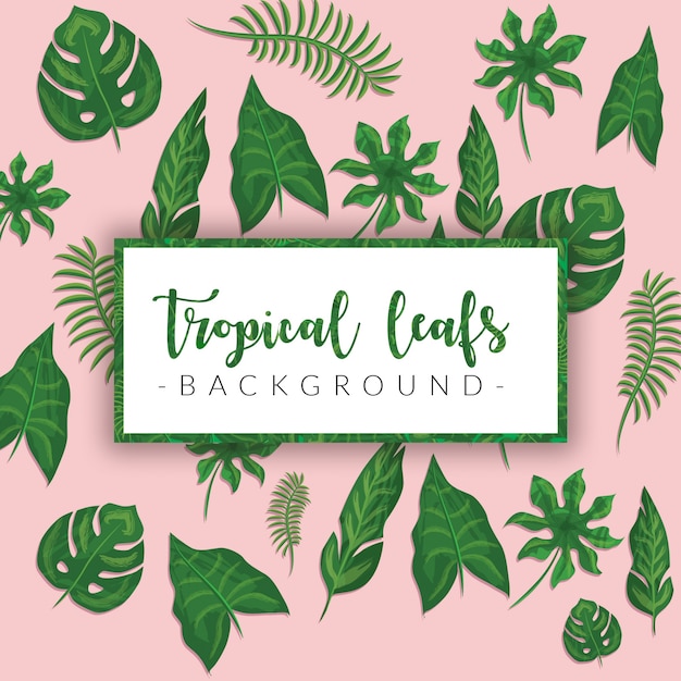 Vector vintage tropical leafs leaves background watercolor shading