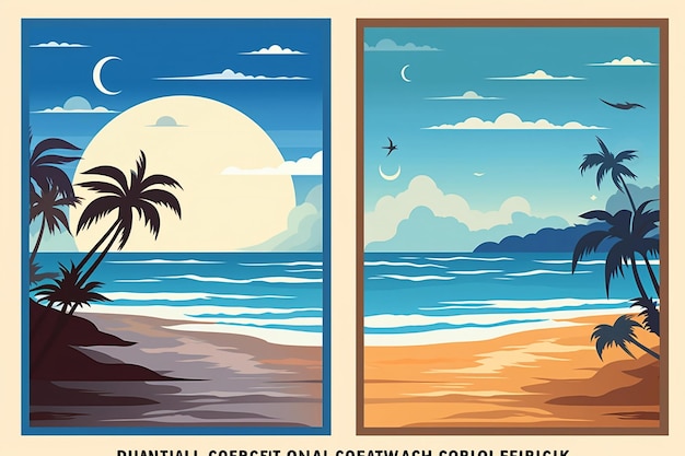 Vintage Tropical And Ocean Scenery Poster Template