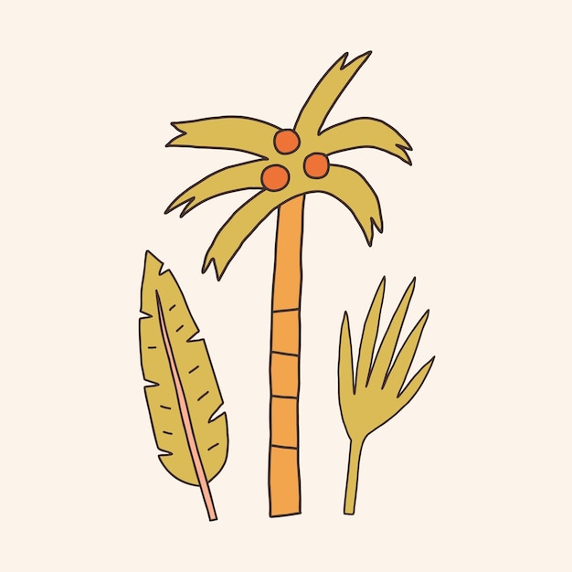 Vector vintage tropical palm and leaves