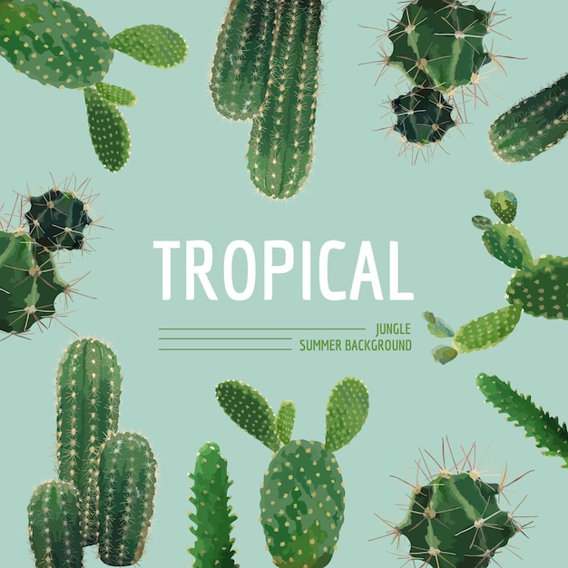 Vector vintage tropical summer cactus graphic design for t shirt, fashion, prints in