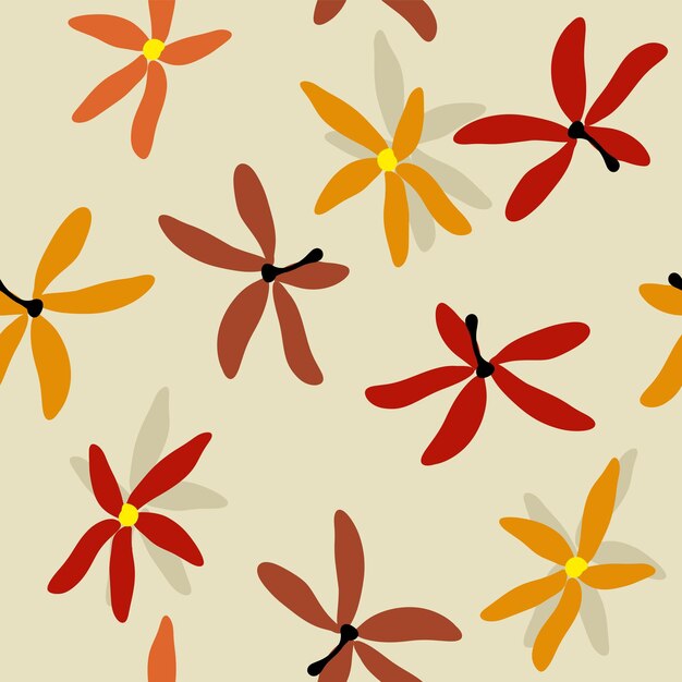 Vintage tropische bloemen naadloze patroon. Leuke hand getrokken exotische bloemenbloesemachtergrond. Vector