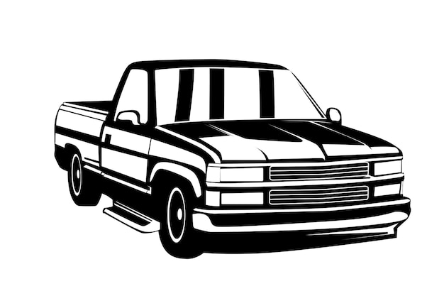 Vintage truck vector silhouette illustration