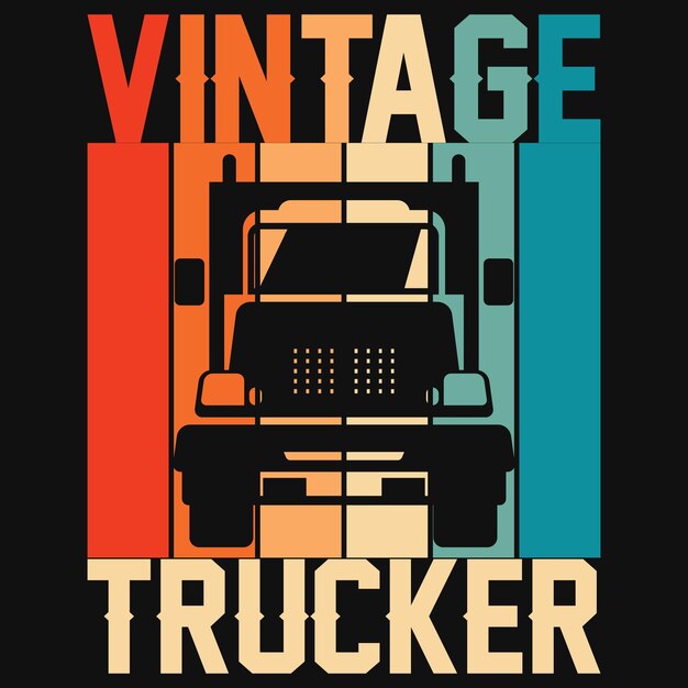 Vector vintage trucker tshirt design