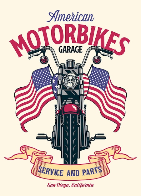 Vintage tshirt ontwerp van amerikaanse motorfietsen garage