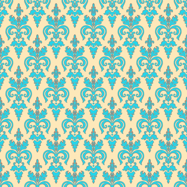 Vintage turquoise seamless pattern on a beige background