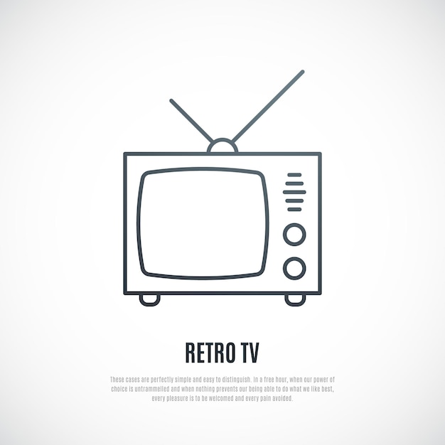 Vettore tv vintage in stile linea semplice emblema tv illustrazione vettoriale