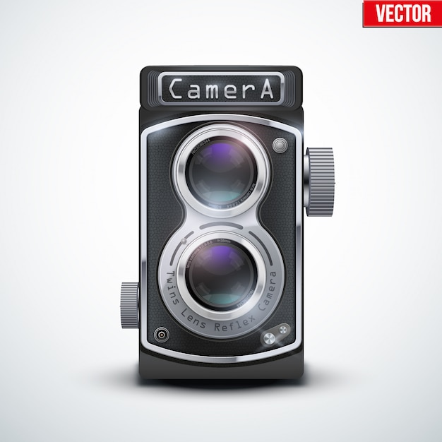 Vector vintage twin lens reflex camera