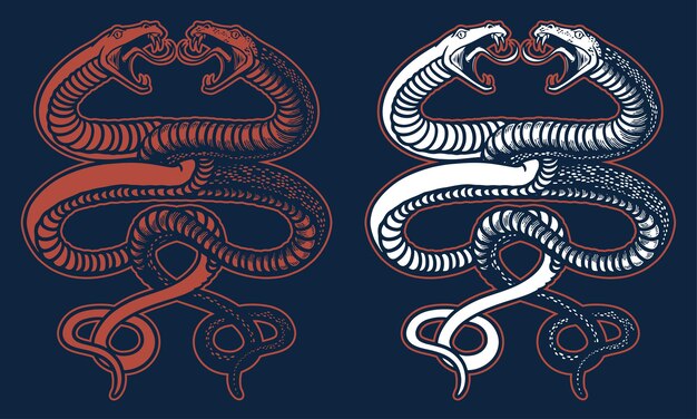 Illustrazione di serpente gemello vintage