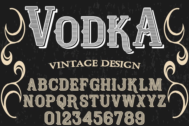 Vector vintage typeface graphic style vodka