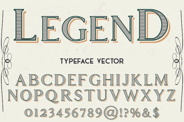 Vintage typeface label design legend