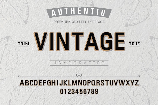 Vector vintage typeface for labels and different type designs