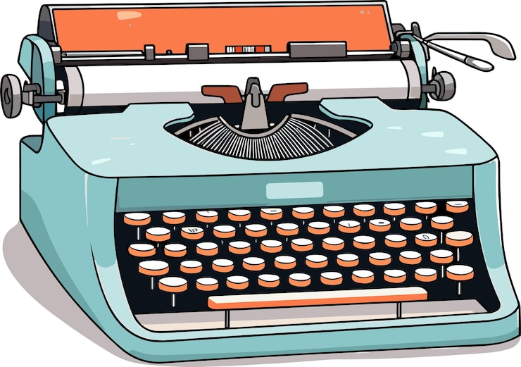 Vector vintage typewriter vector illustration isolated on white background