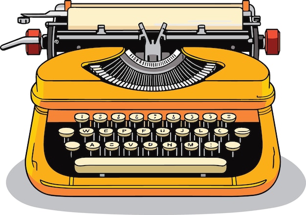 Vintage typewriter vector illustration isolated on white background