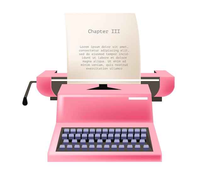 Vintage typing machine printing and publishing