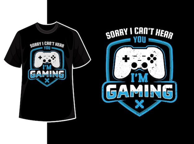 Vintage typografie gaming t-shirt sjabloonontwerp met creatieve motivatie citaat en vectorvorm