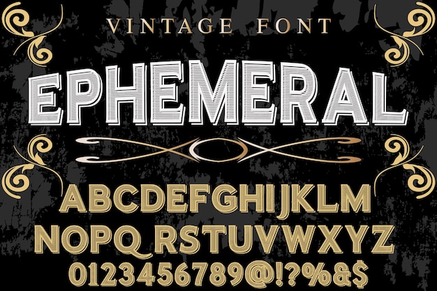 Vettore epoca tipografia font design ephemral