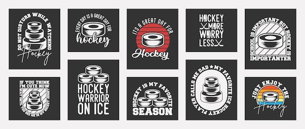 vintage typography hockey t-shirt design collection for print apparel