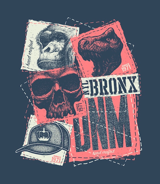 Vintage urban typography, t-shirt graphics, composition illustration