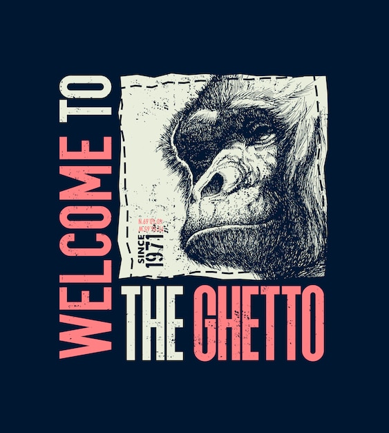 Vector vintage urban typography with gorilla head