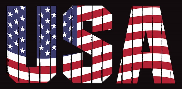 Vintage usa text with flag