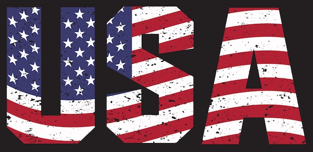 Vector vintage usa text with flag