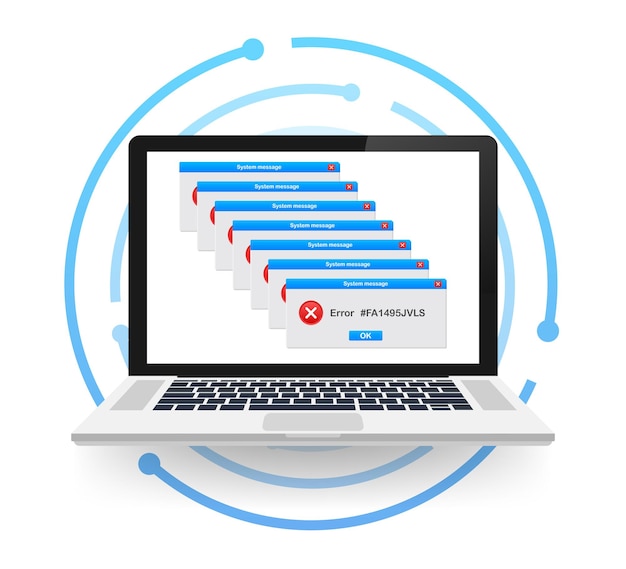 Interfaccia utente vintage. messaggio di avviso di errore critico. illustrazione di riserva di vettore.