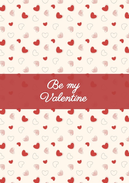Винтажная открытка ко Дню святого Валентина Романтические рисунки в социальных сетях с сердечками Вектор