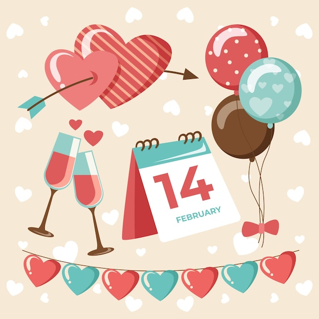 Vector vintage valentine's day element collection