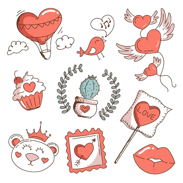 Vector vintage valentine's day element set