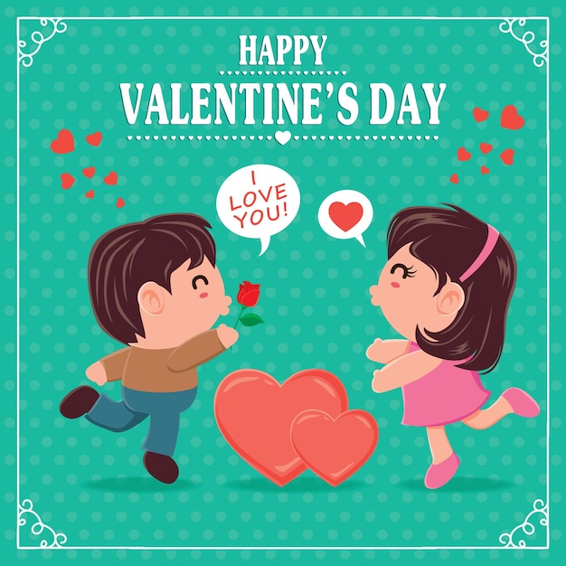 Vector vintage valentines day poster design with couple