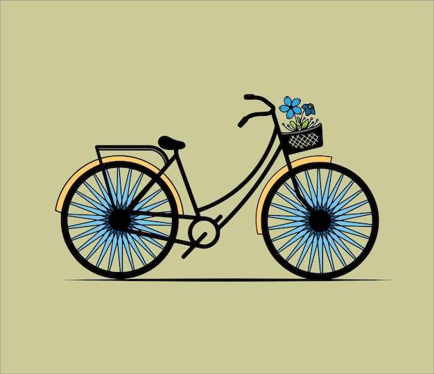 Vintage van fiets met bloemenmand Vector