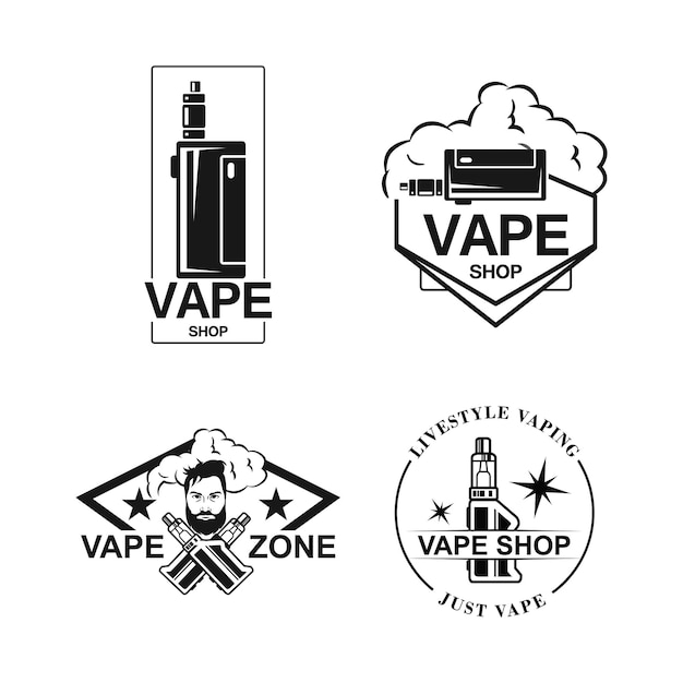 Vettore pacchetto di design con logo vape vintage