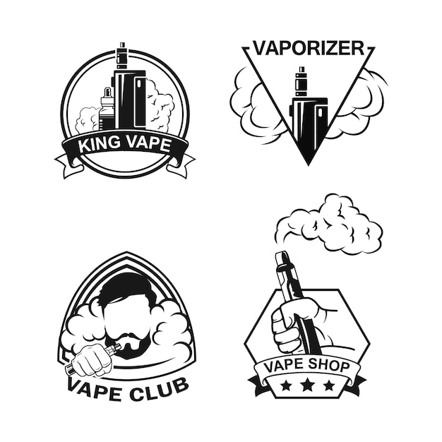 Pacchetto di design con logo vape vintage