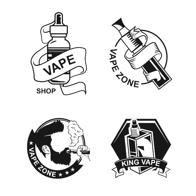 Vettore pacchetto di design con logo vape vintage