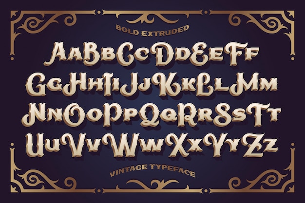 Vector vintage vector font with decorative ornament