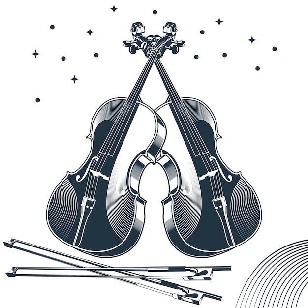 Vector vintage vector illustration of violin classic