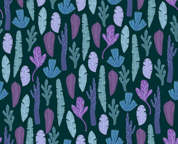 Vintage vector illustration with seamless leaves for textile design