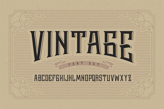 Vector vintage vector lettertype met decoratieve versiering