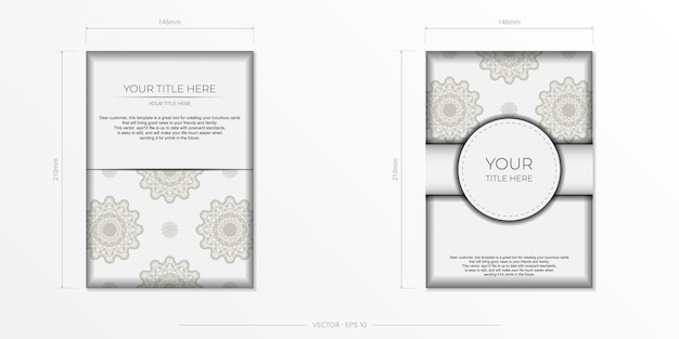 Vintage vector postcards in white color with abstract patterns Invitation card design