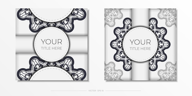 Vintage vector preparing postcards in white color with abstract patterns