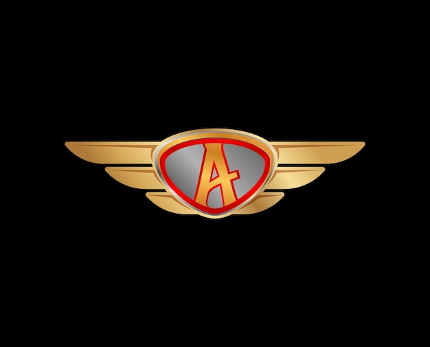 Vintage vector schild en vleugels. Automotive logo ontwerp concept illustratie