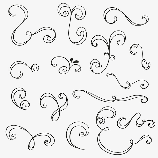 Handdrawn 장식의 빈티지 벡터 세트