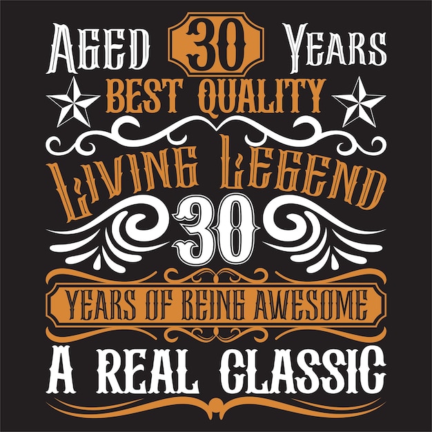 Vintage verjaardag t-shirtontwerp met verjaardagselementen of met de hand getekend verjaardagstypografieontwerp