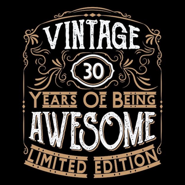 Vector vintage verjaardag t-shirtontwerp met verjaardagselementen of met de hand getekende verjaardag l typografieontwerp