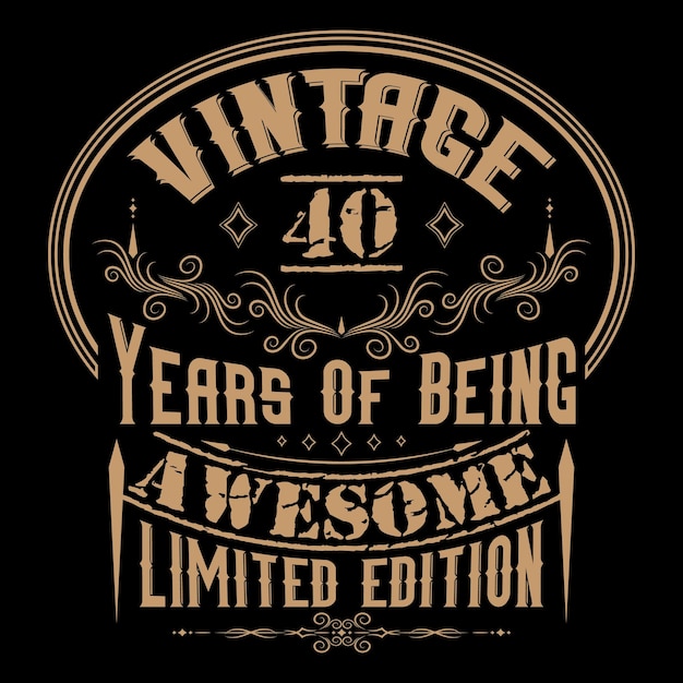 Vector vintage verjaardag t-shirtontwerp met verjaardagselementen of met de hand getekende verjaardag l typografieontwerp