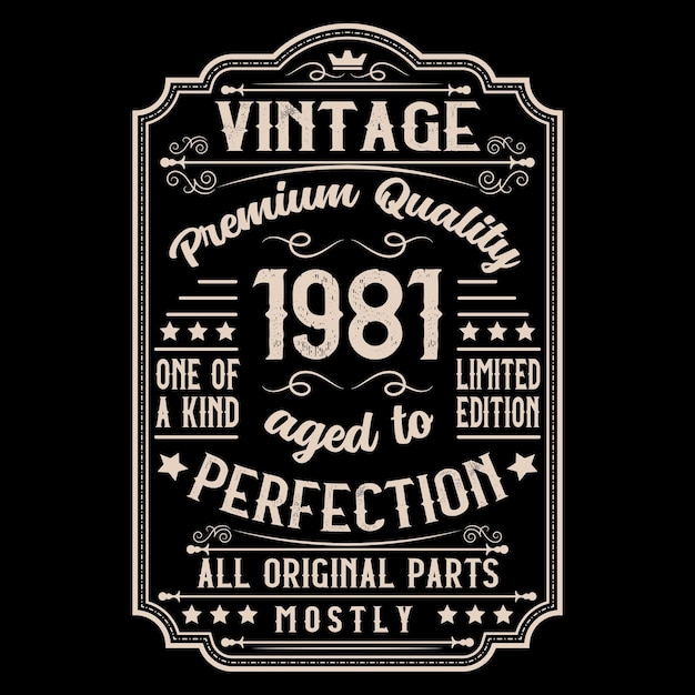 Vintage verjaardag t-shirtontwerp met verjaardagselementen of met de hand getekende verjaardag l typografieontwerp