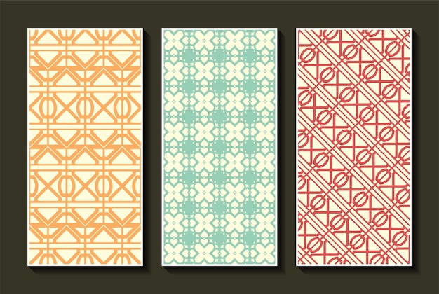 Vintage vertical card pattern set