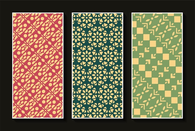 Vintage vertical card pattern set