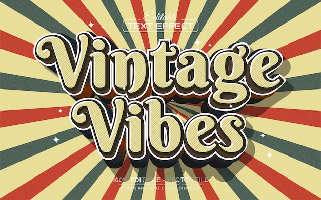 Vector vintage vibes 3d retro tekst effect